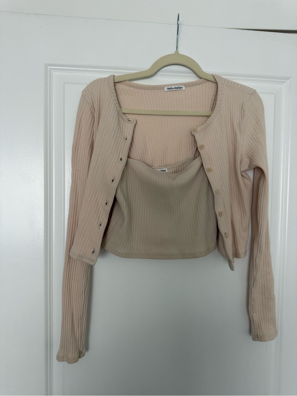 Reformation Cream Cardigan and Tank Set